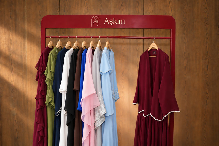 The Aşkım rail, hung with abayas and kaftans in every colour