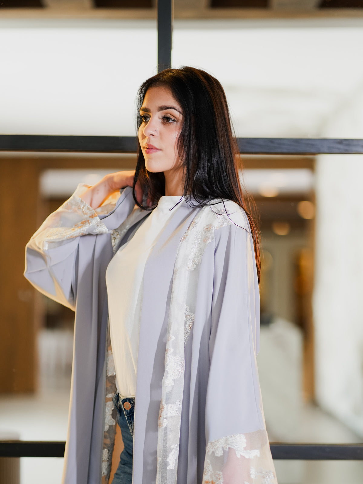 Bahar Abaya in Dove Grey
