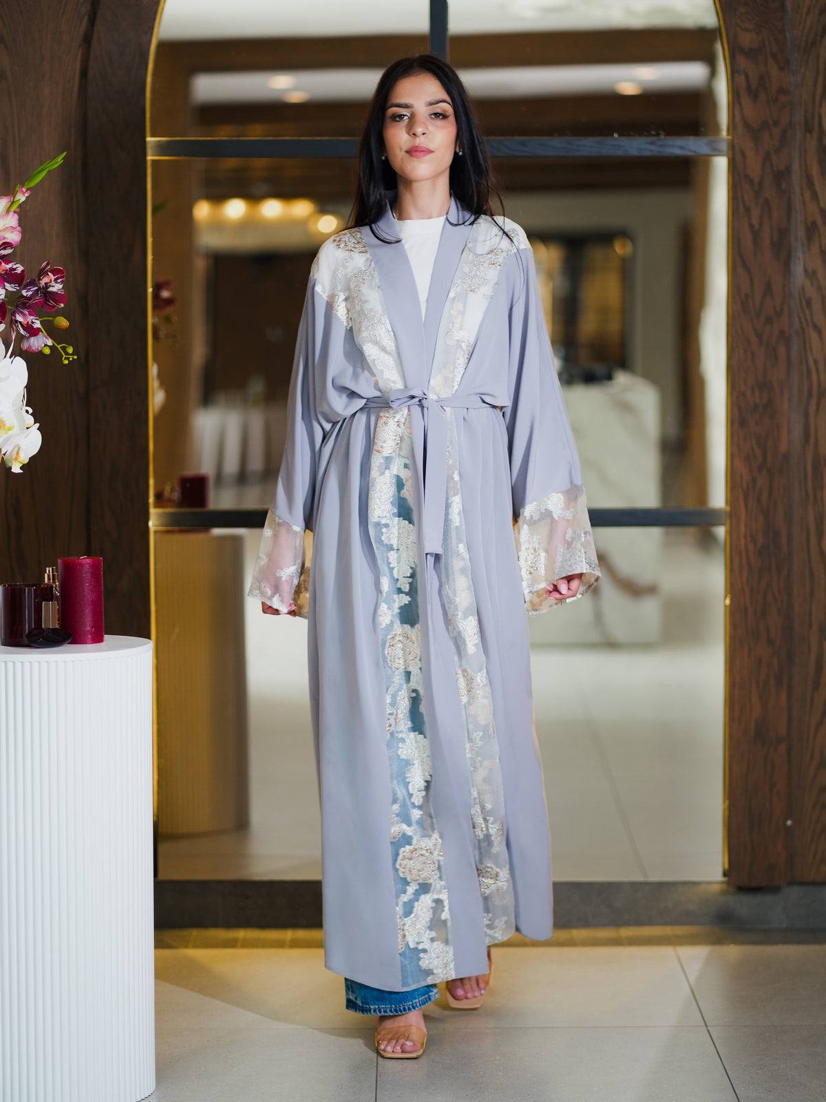 Bahar Abaya in Dove Grey