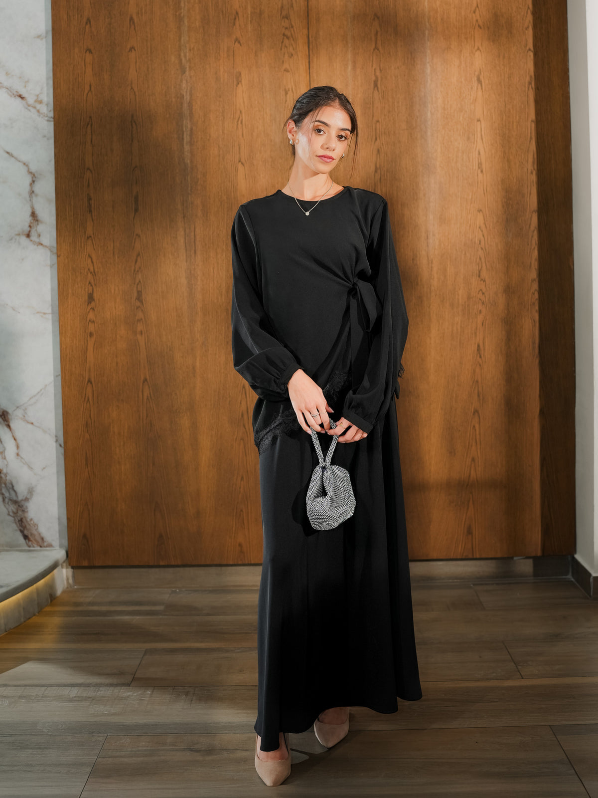 Ece Tunic and Skirt Set in Midnight Black