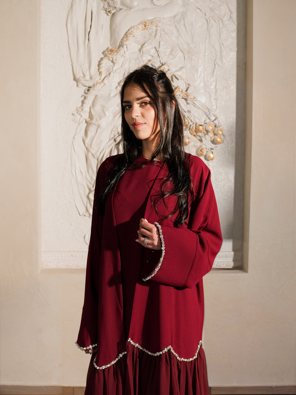 Elanur Abaya in Burgundy
