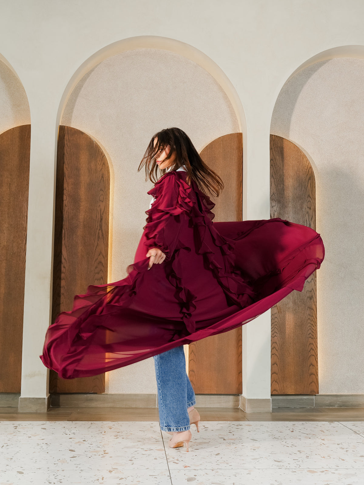 Leyla Abaya in Burgundy