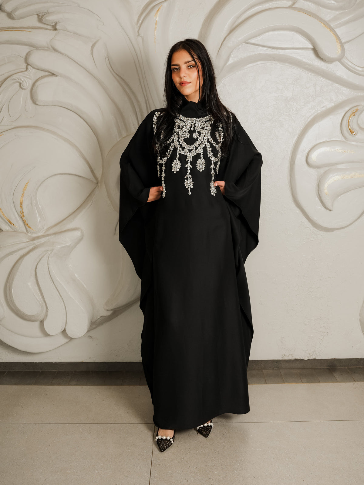 Zarif Kaftan in Midnight Black